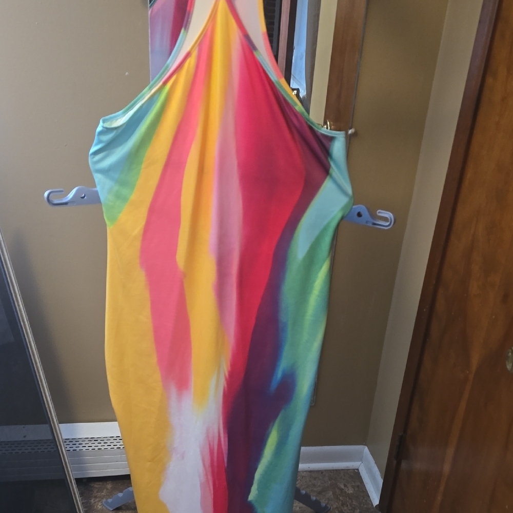 Multicolor Rainbow Pride Halter Maxi Dress